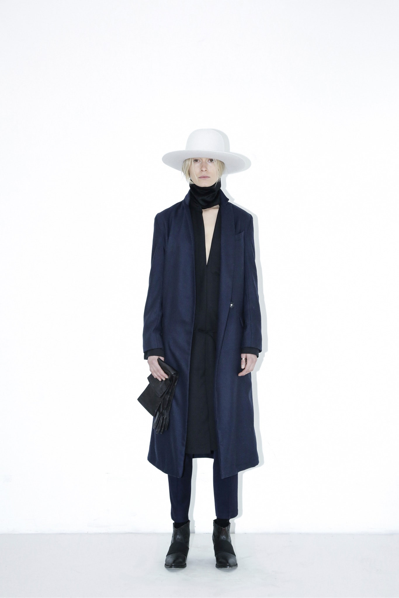black and blue wool coat