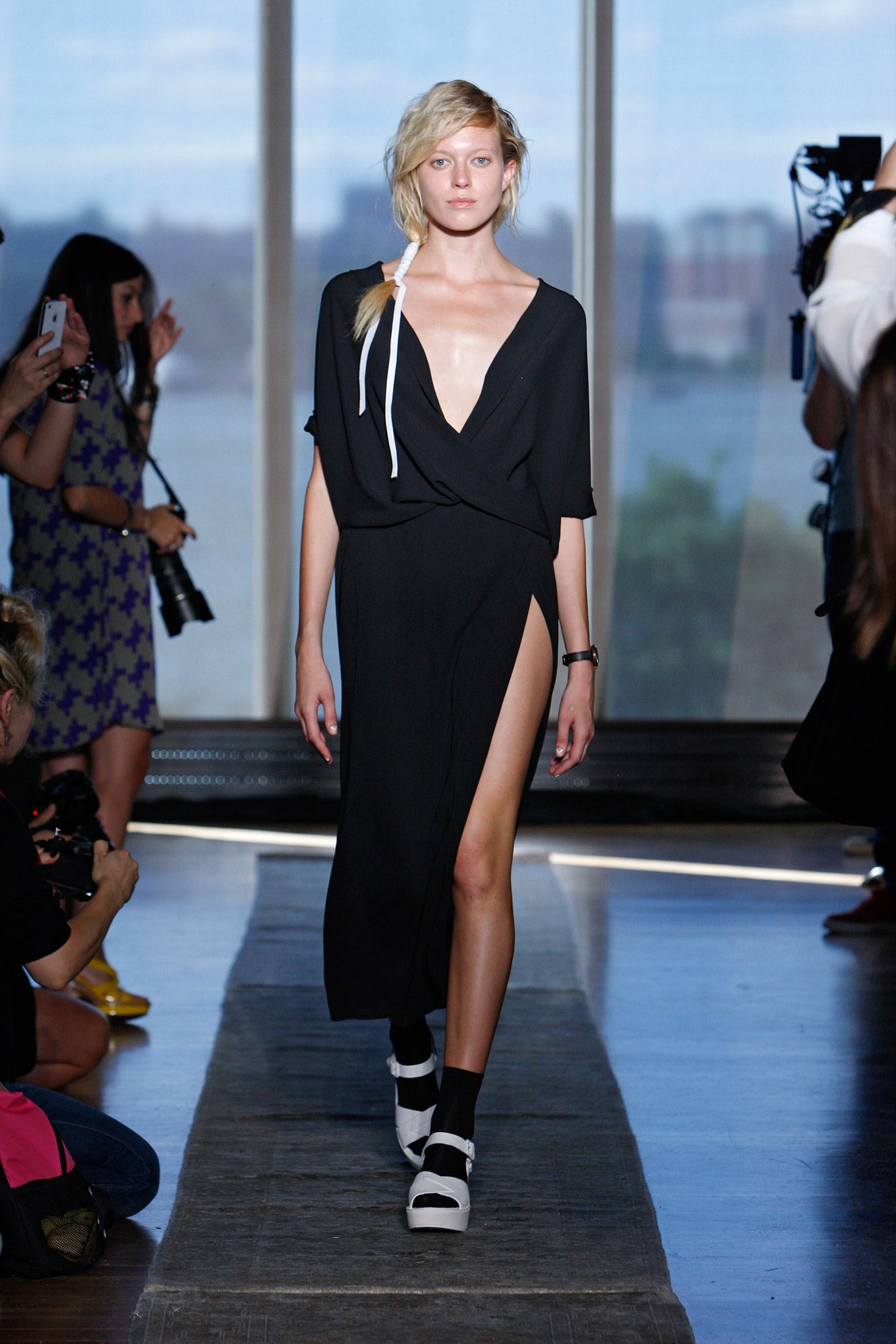 black silk sleeveless dress