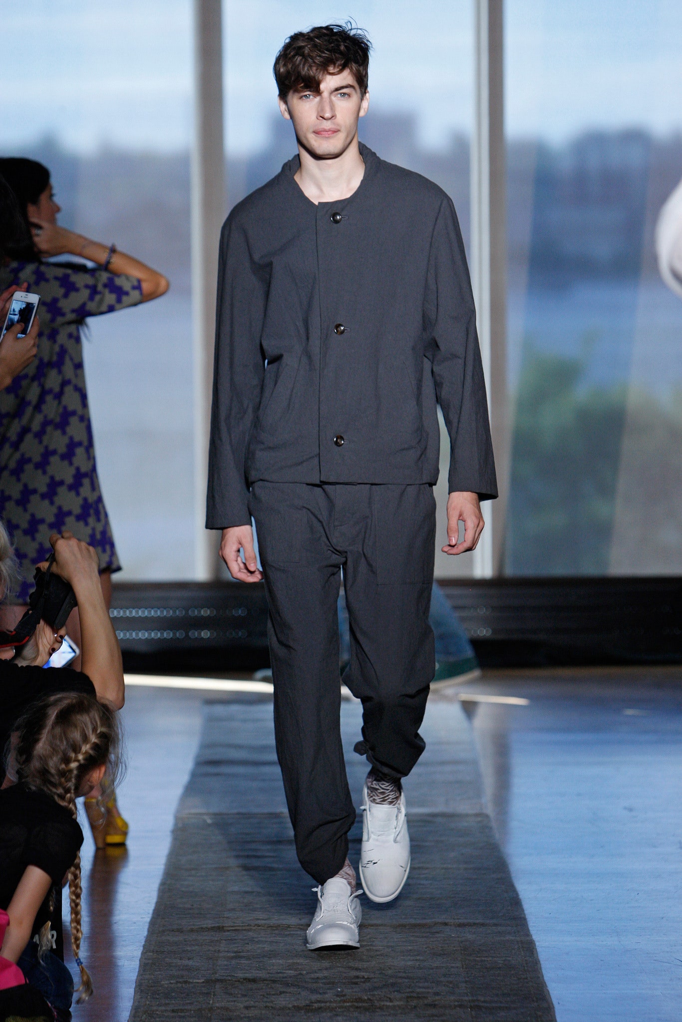 gray relaxed jacket and pants