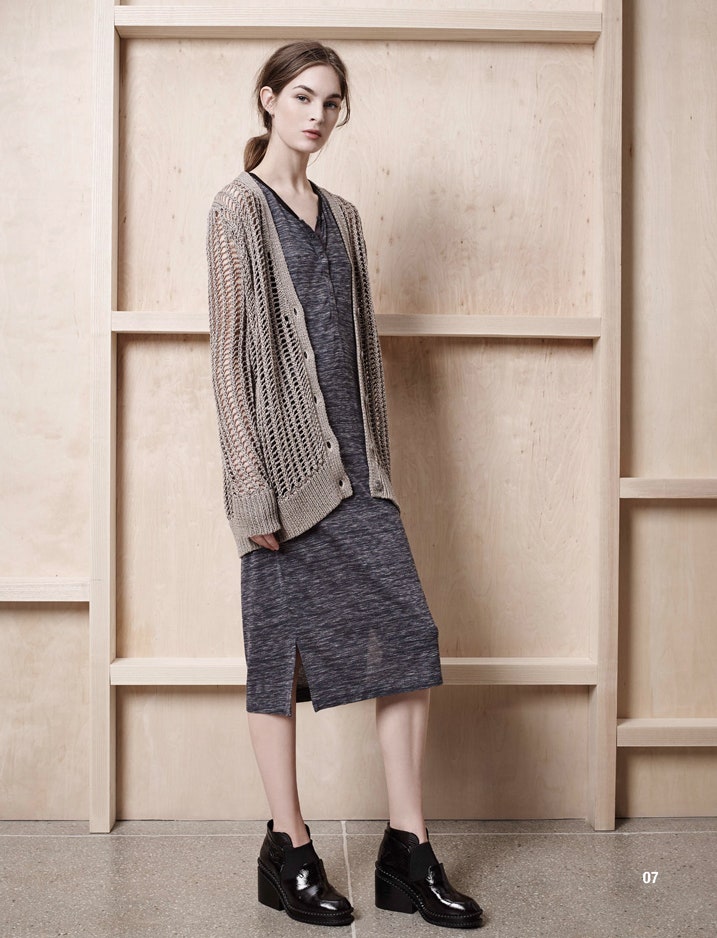 beige knit long-sleeve relaxed buttoned cardigan