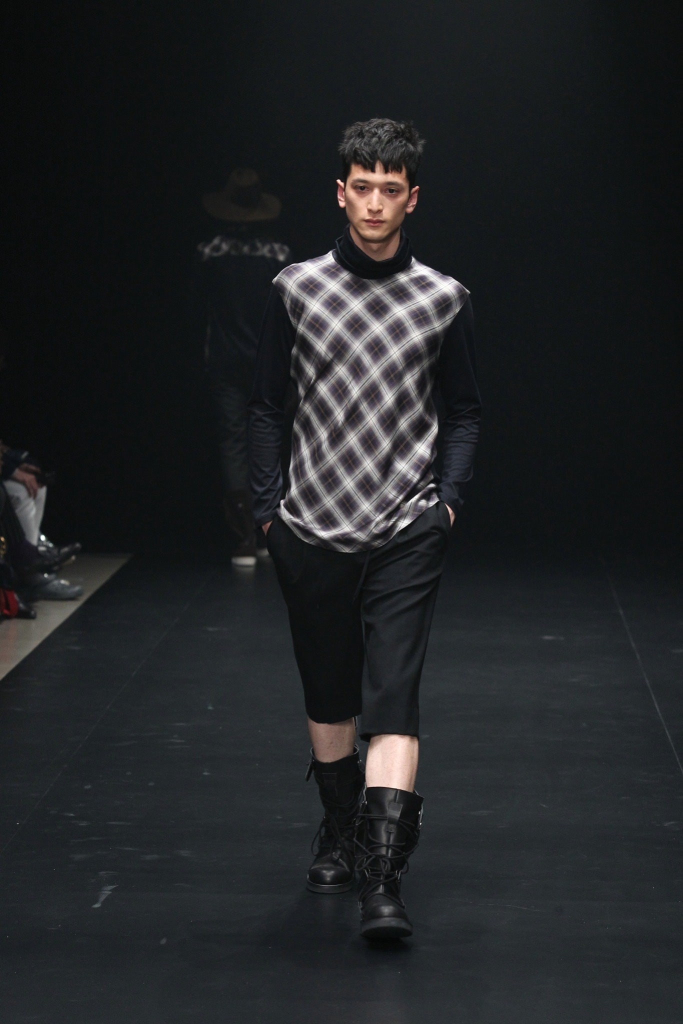 black leather zippered boots