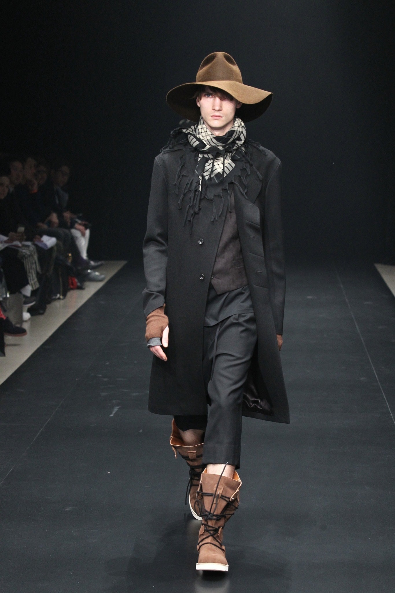 black cotton fringed scarf