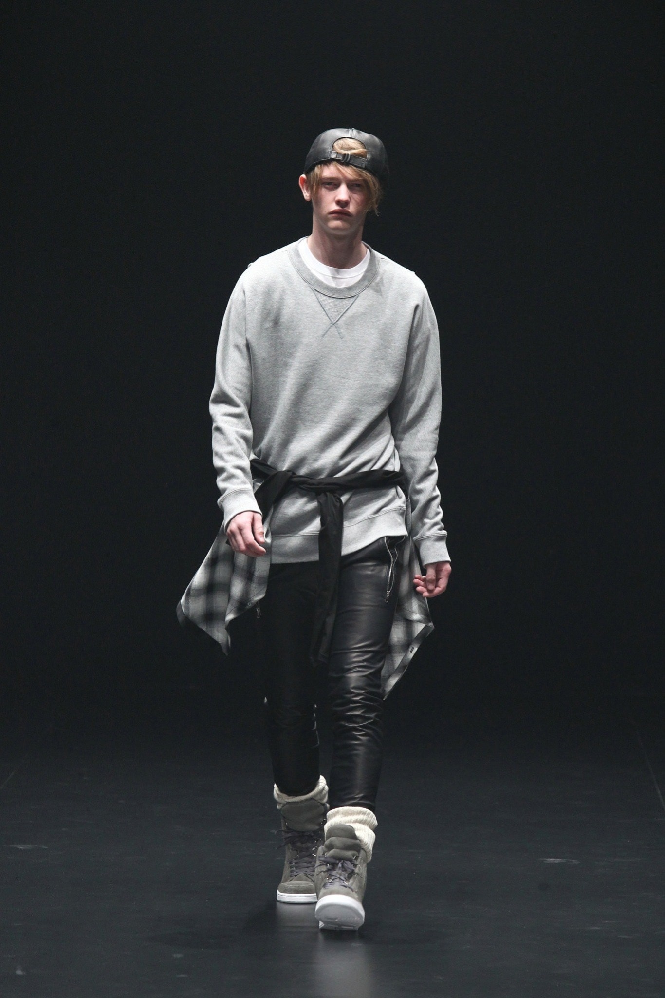 gray faux-fur boots
