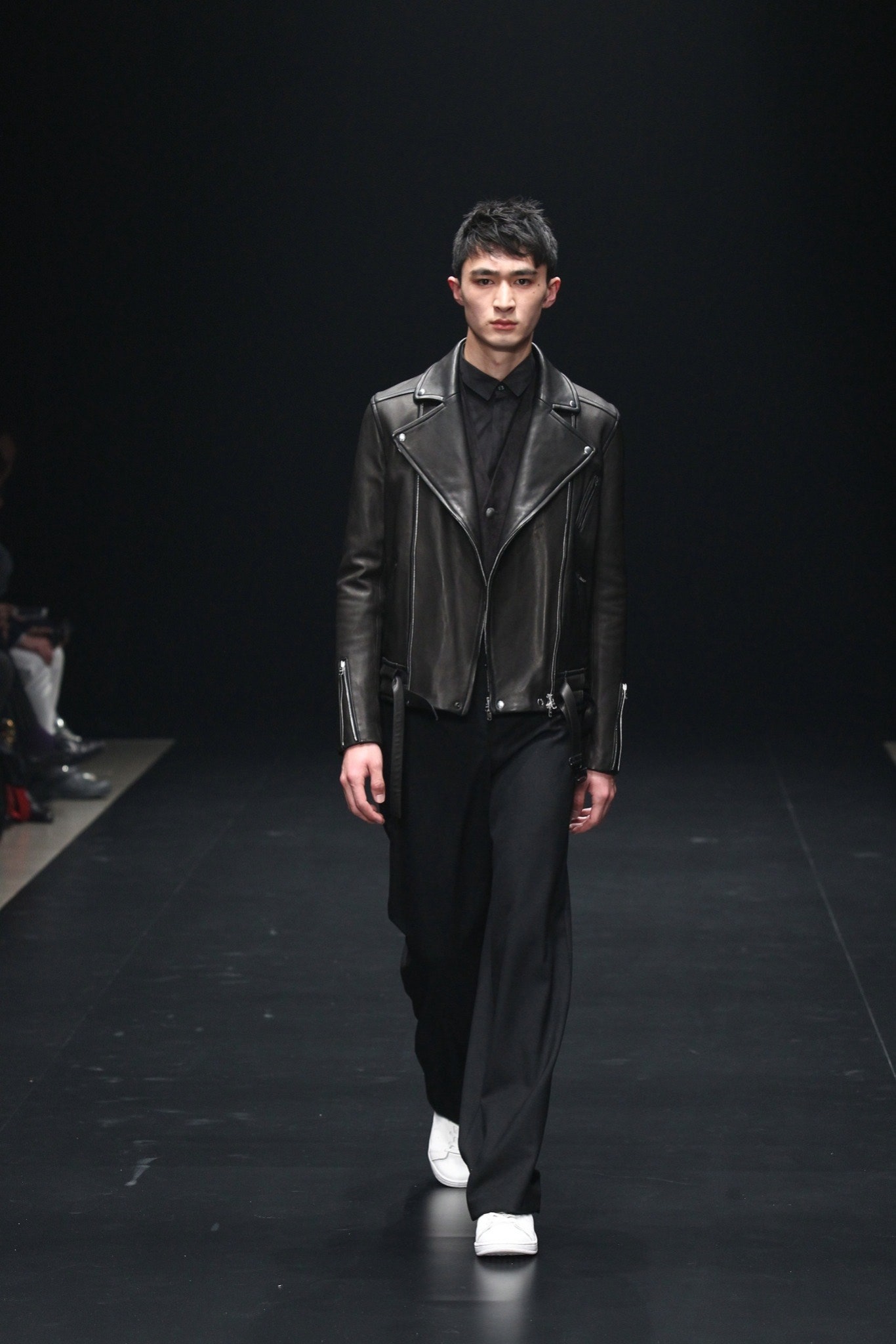black leather fitted jacket