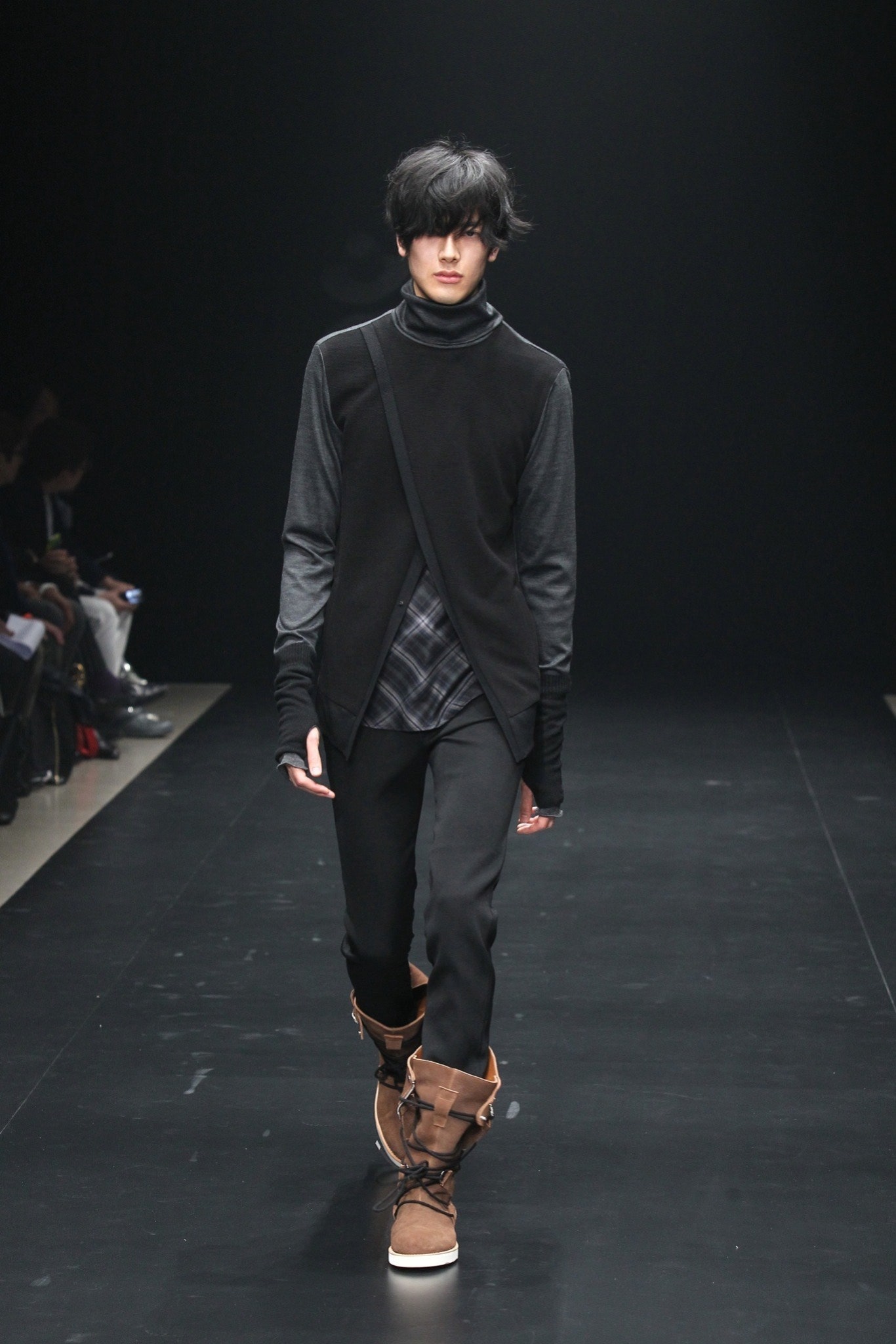 brown leather zippered boots