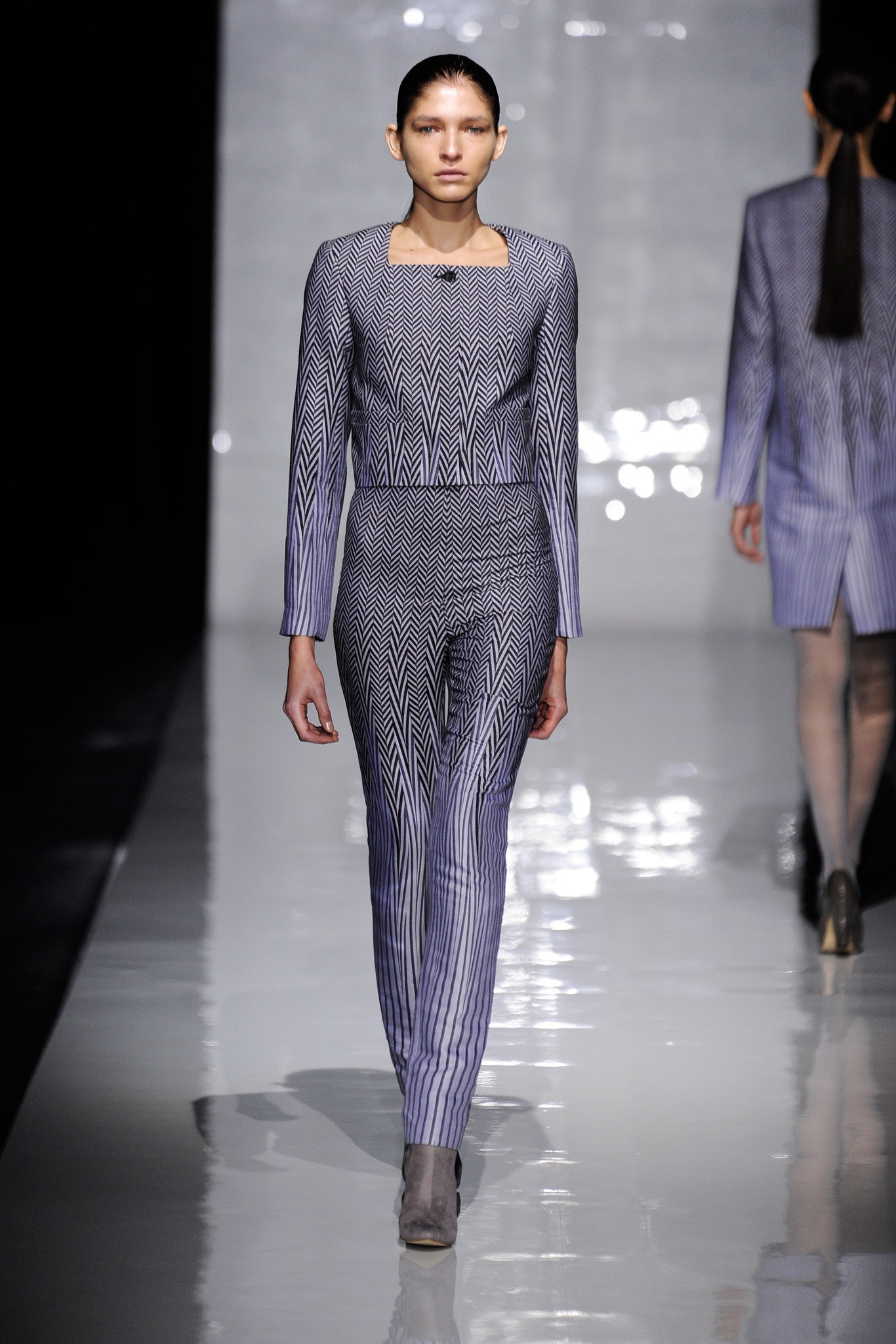 blue and white printed catsuit