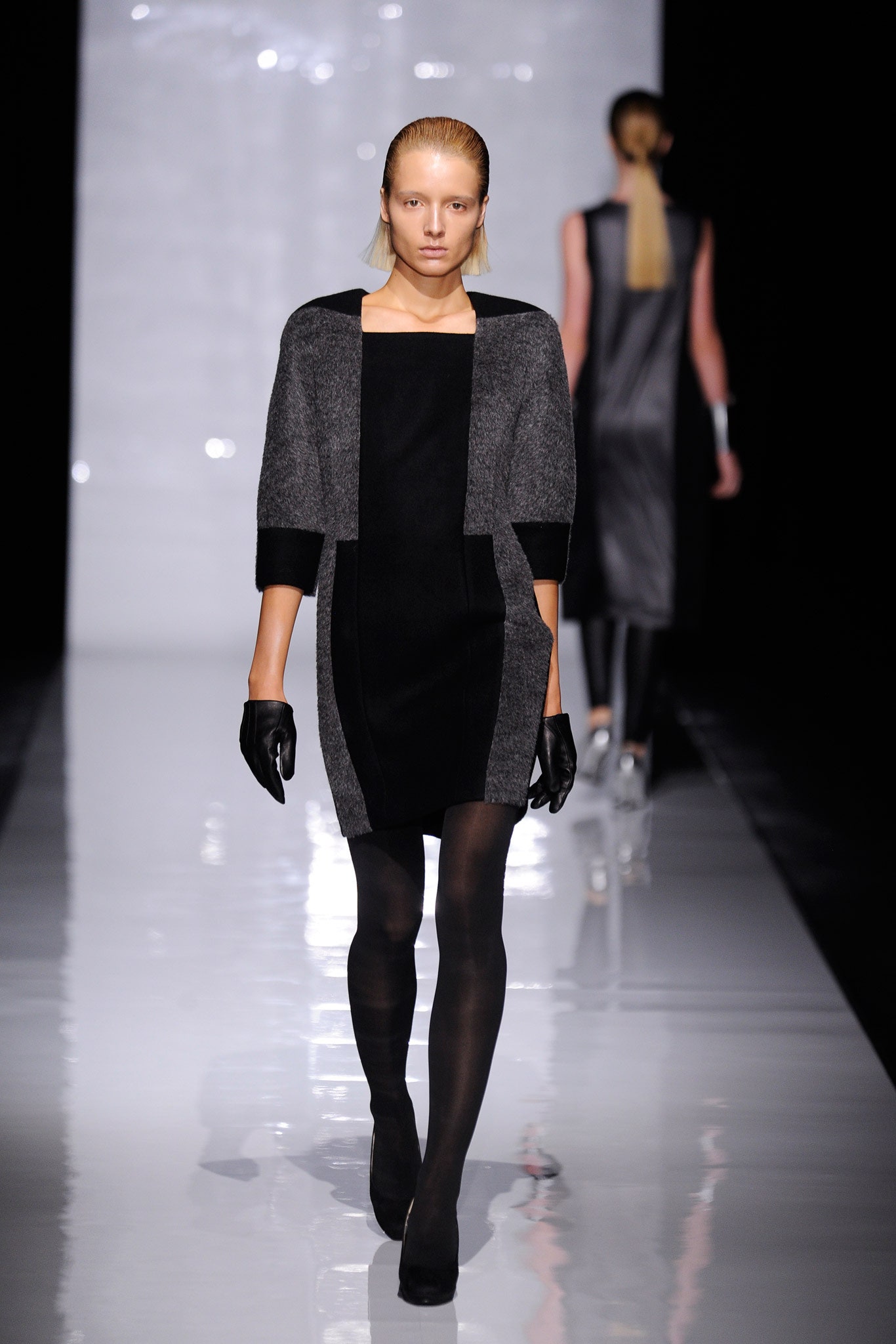 black and gray color-blocked dress