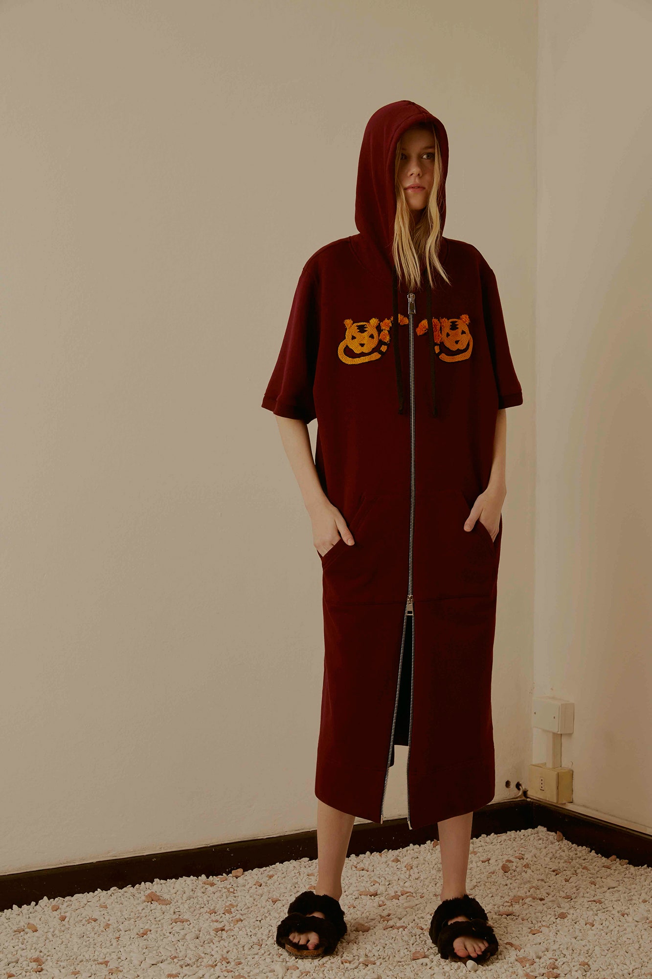red relaxed hoodie dress