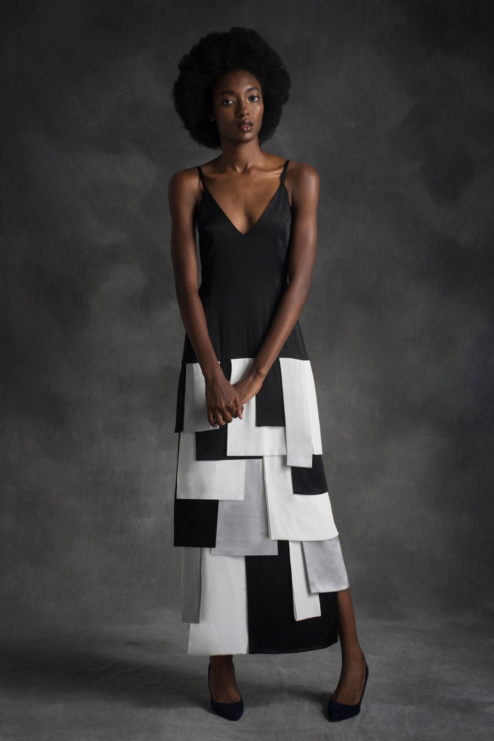 black and white layered dress