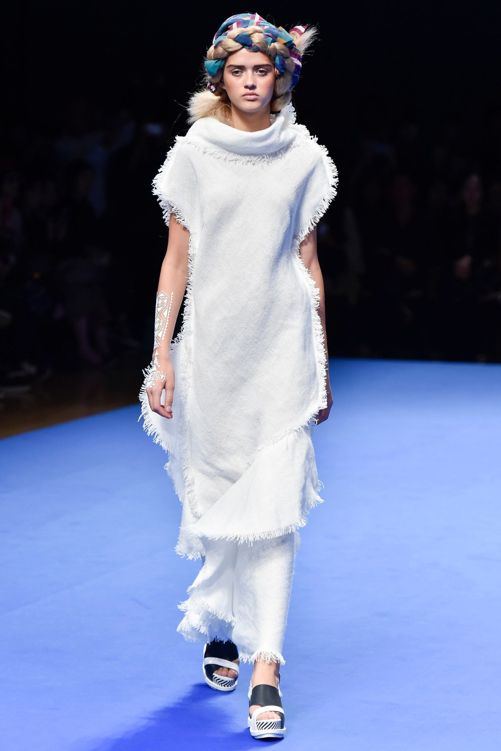 white relaxed dress with fringes