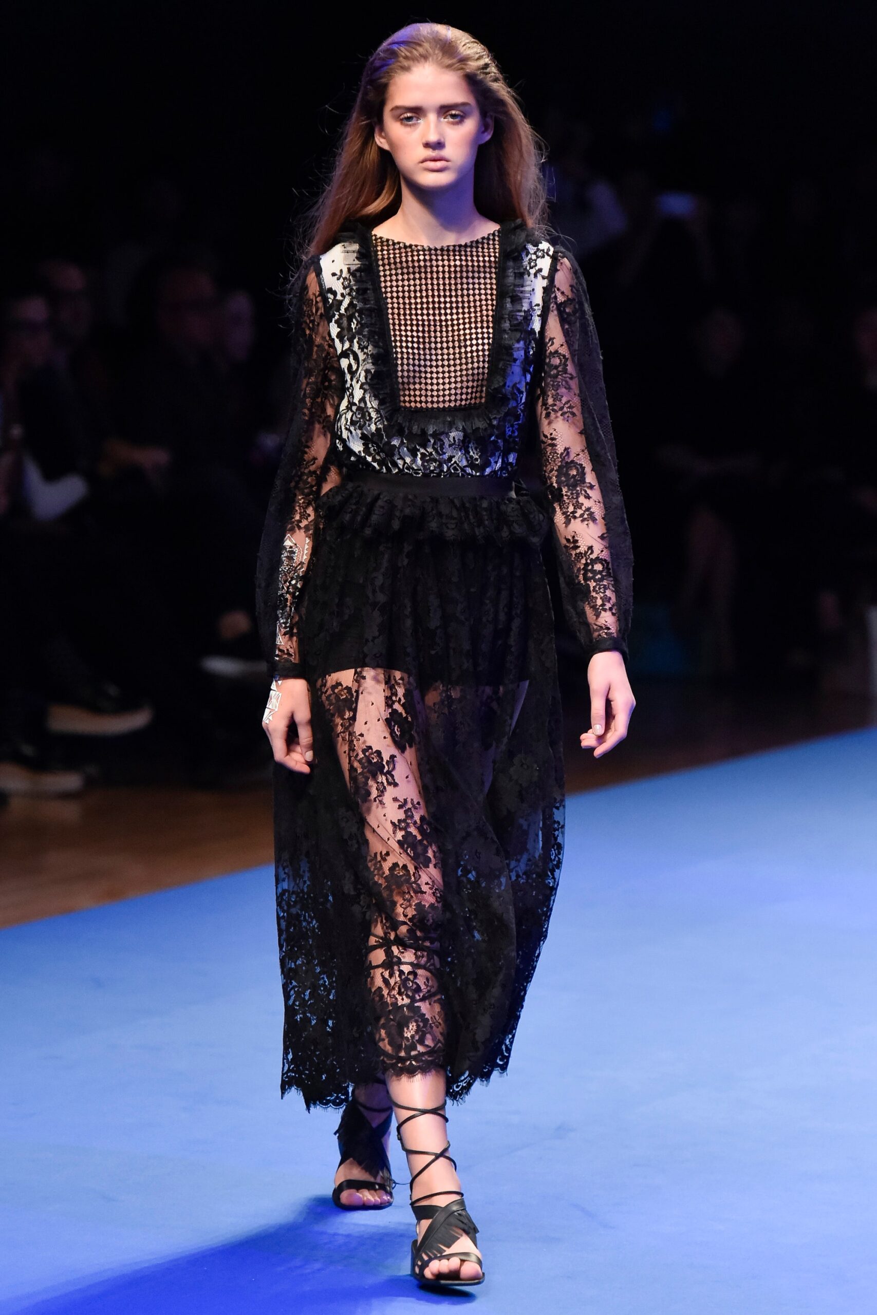 black lace long-sleeve dress