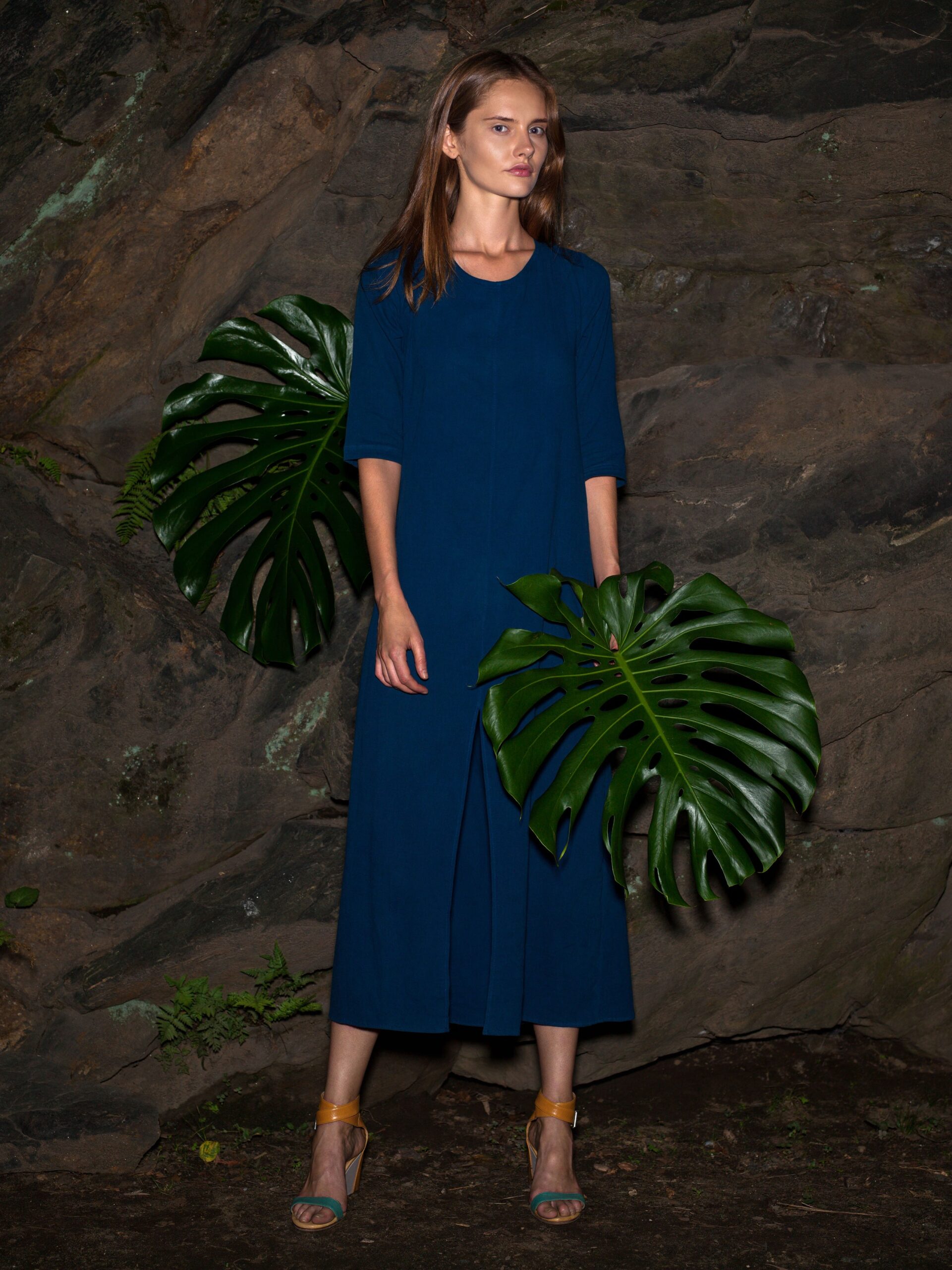 blue midi dress with slit