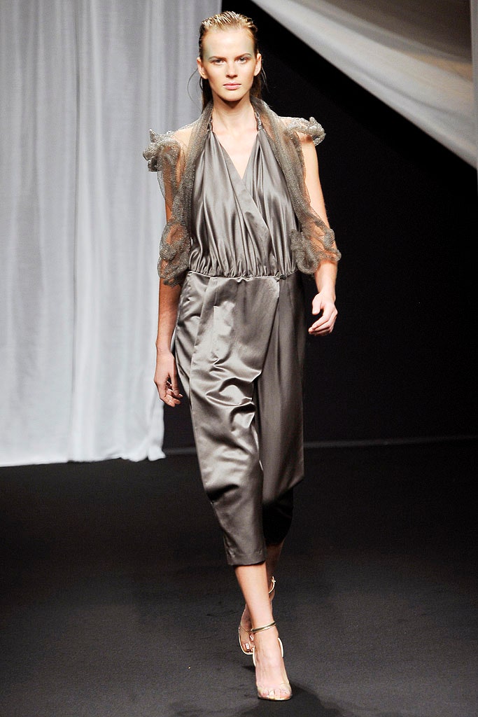 gray silk sleeveless dress