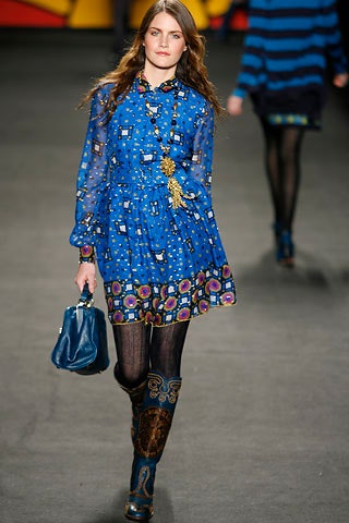 blue printed mini dress