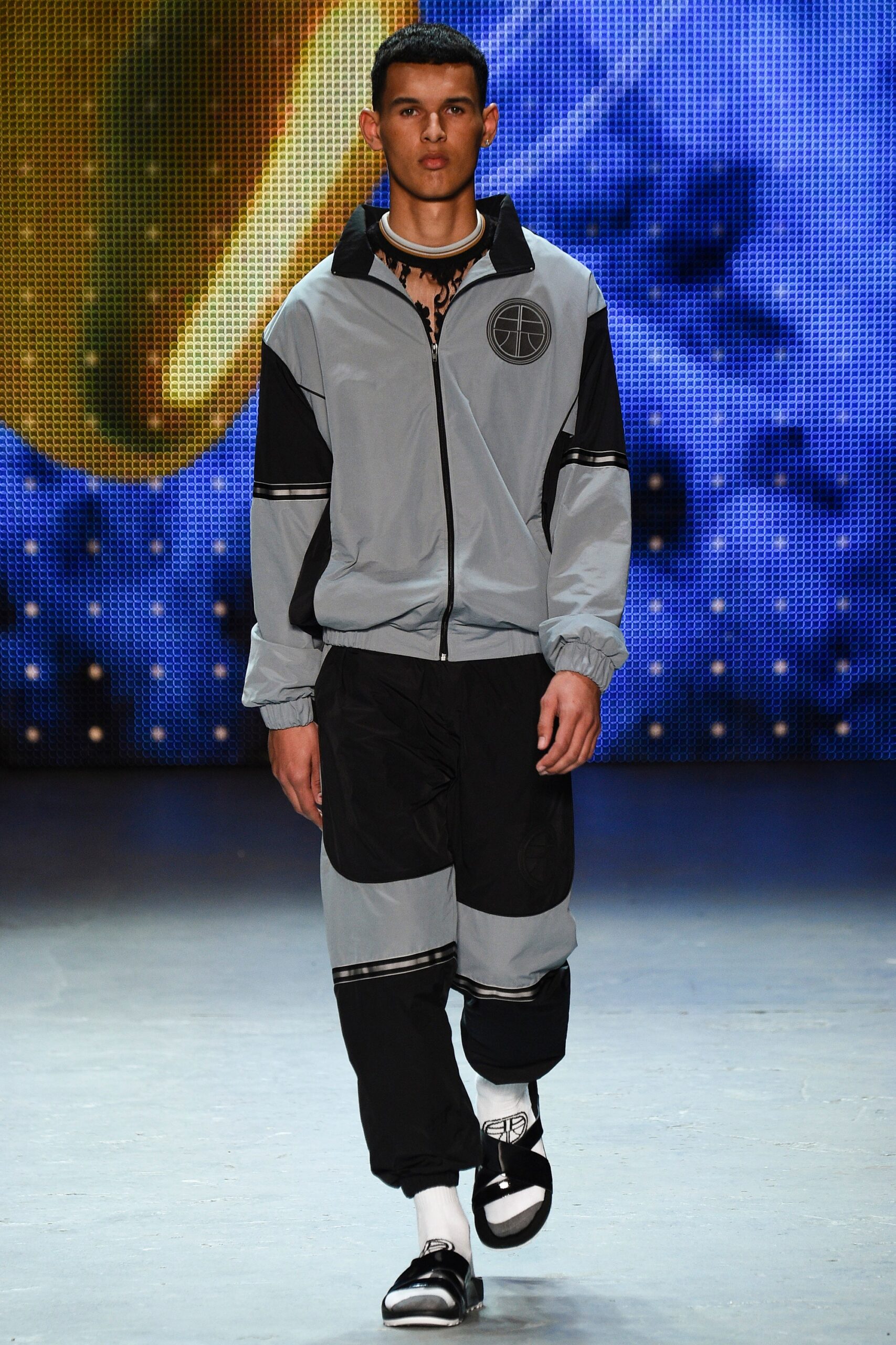 gray and black relaxed jacket and pants