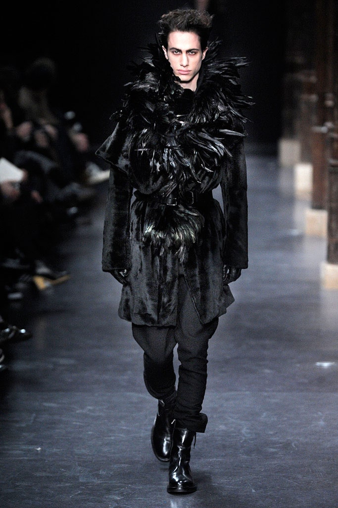 black fur coat with slim pants
