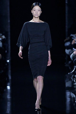 black silk off-shoulder dress