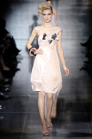 fitted pink silk asymmetric dress