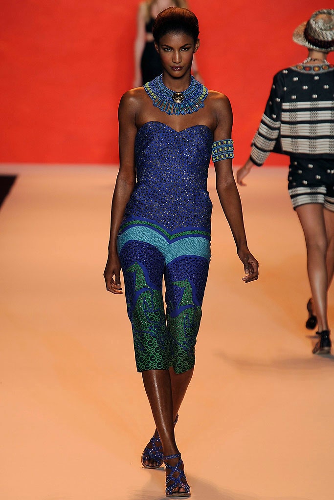 blue green printed jumpsuit