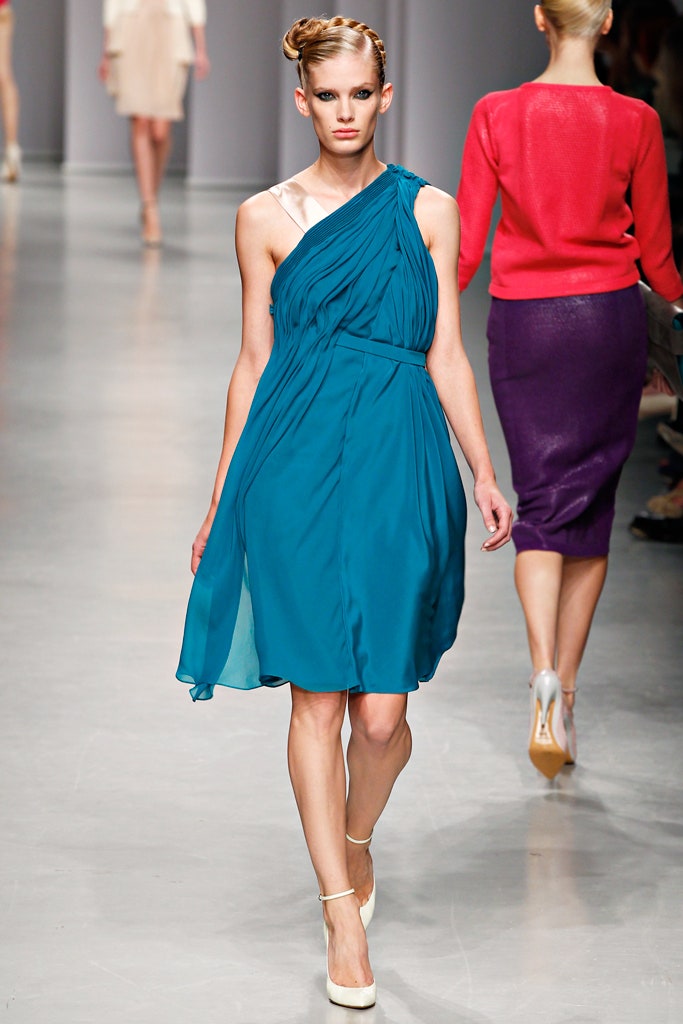 teal chiffon asymmetric dress