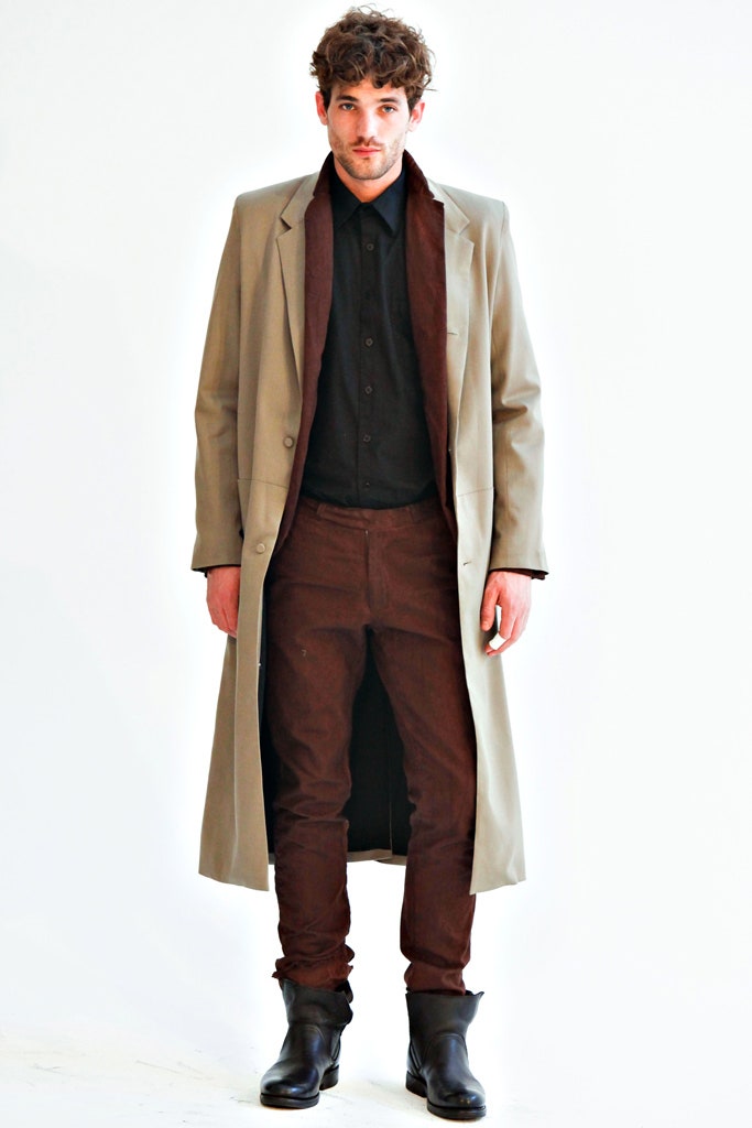 beige wool coat with black shirt