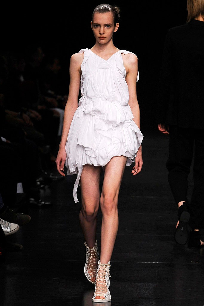white ruffled mini dress