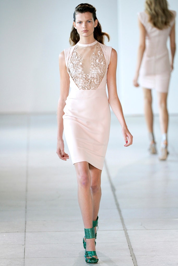 fitted pink silk dress