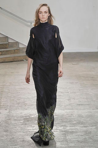 black silk flowing gown