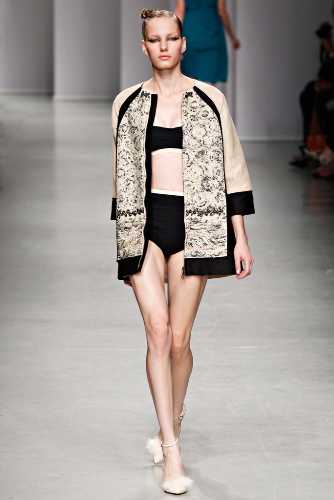 beige silk long-sleeve collared relaxed embroidered jacket