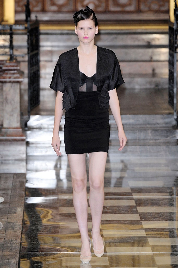 black silk top and mini-dress