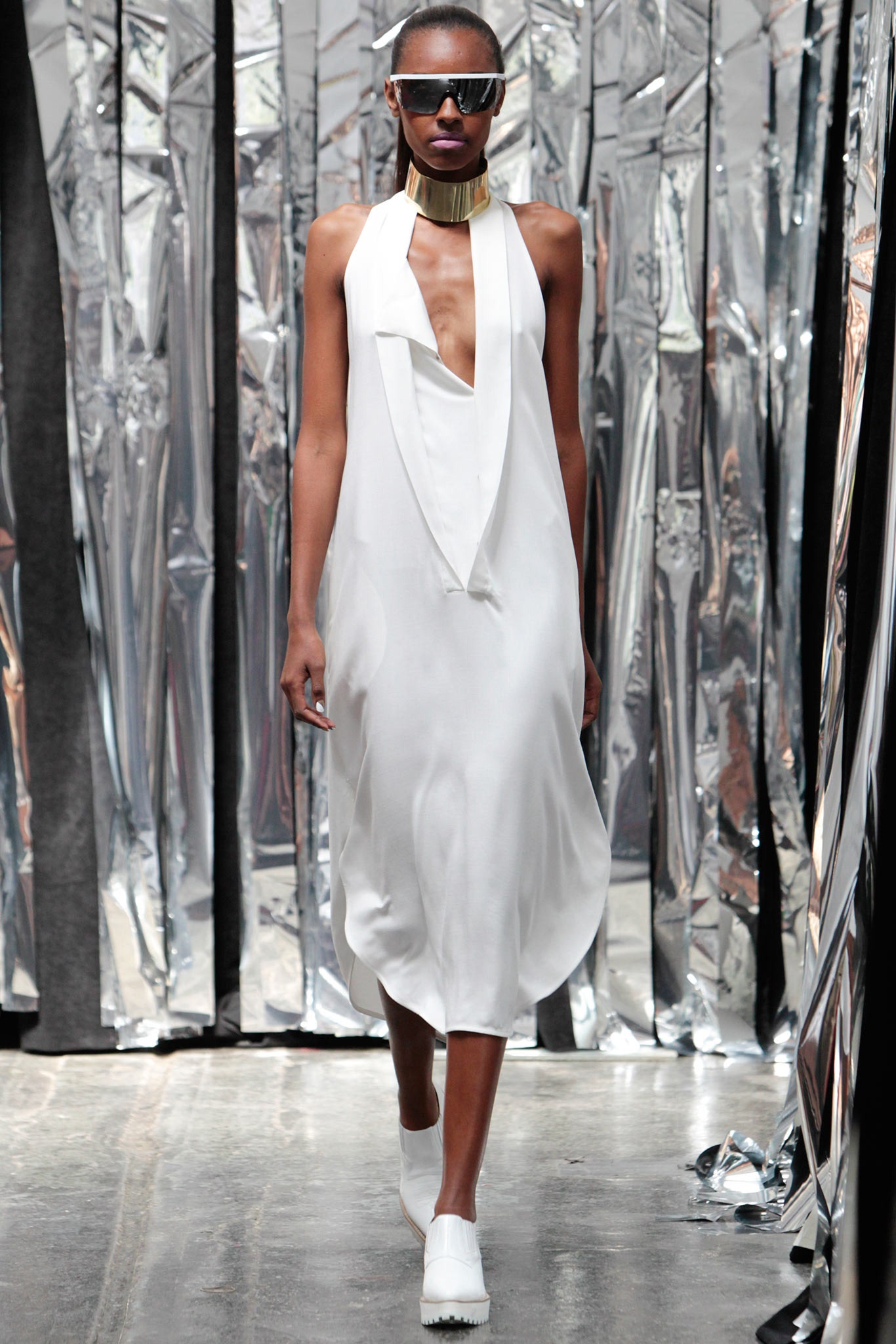 white relaxed midi dress