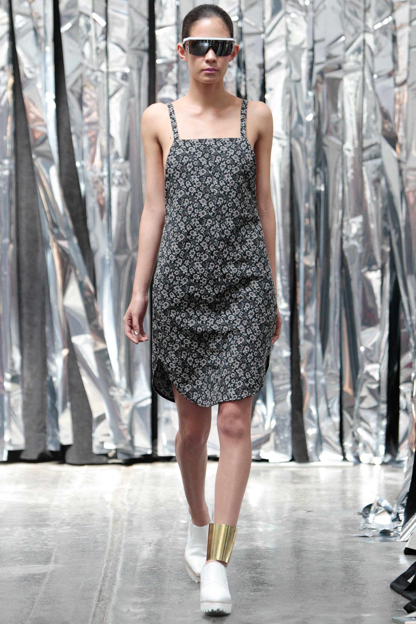 black and white printed dress