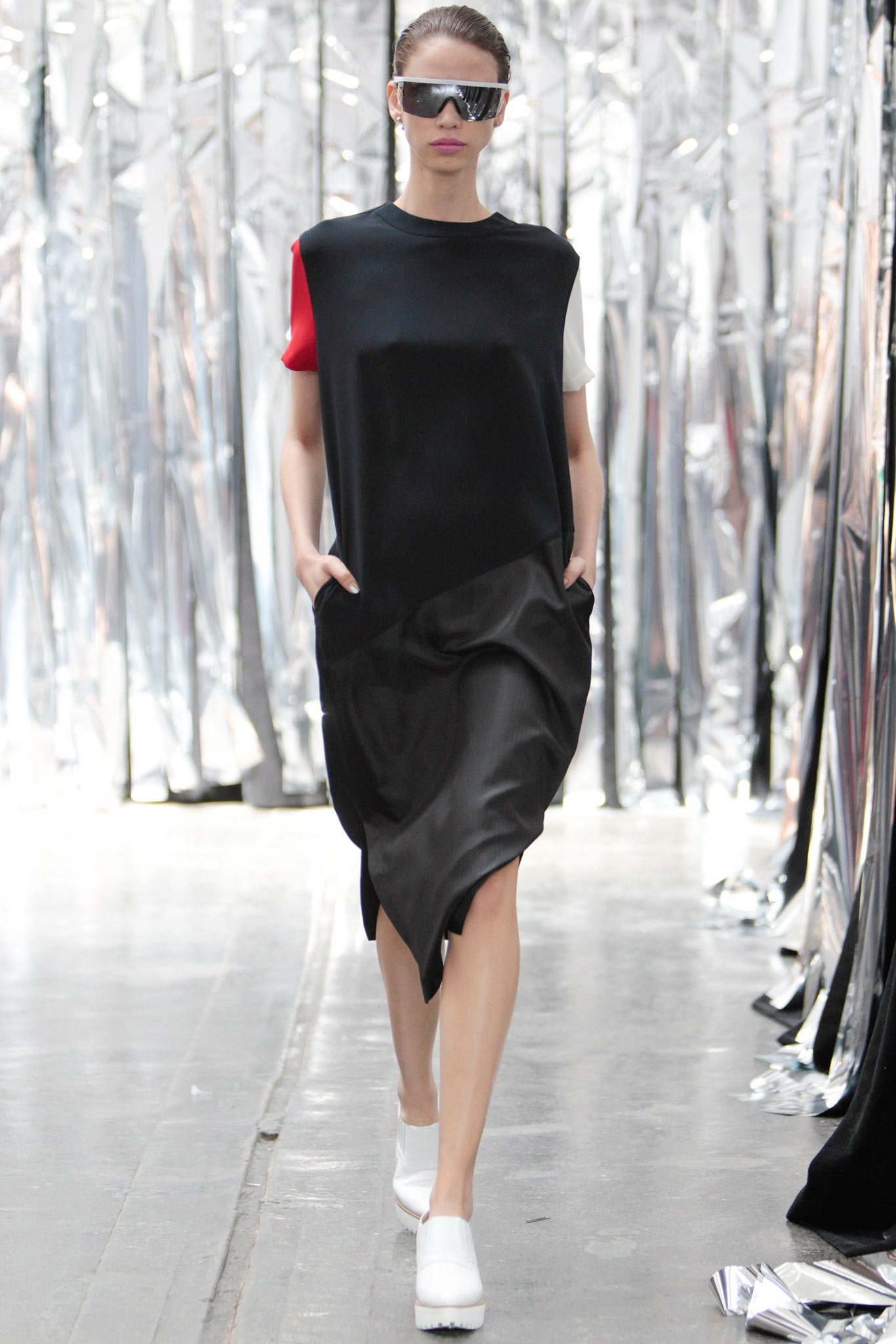 black and red asymmetric dress