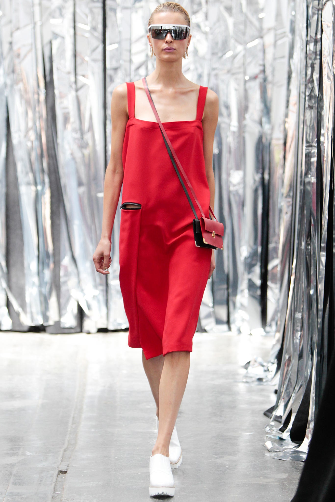 red relaxed midi dress