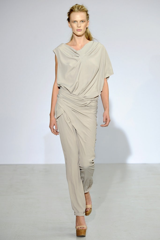 beige silk sleeveless dress