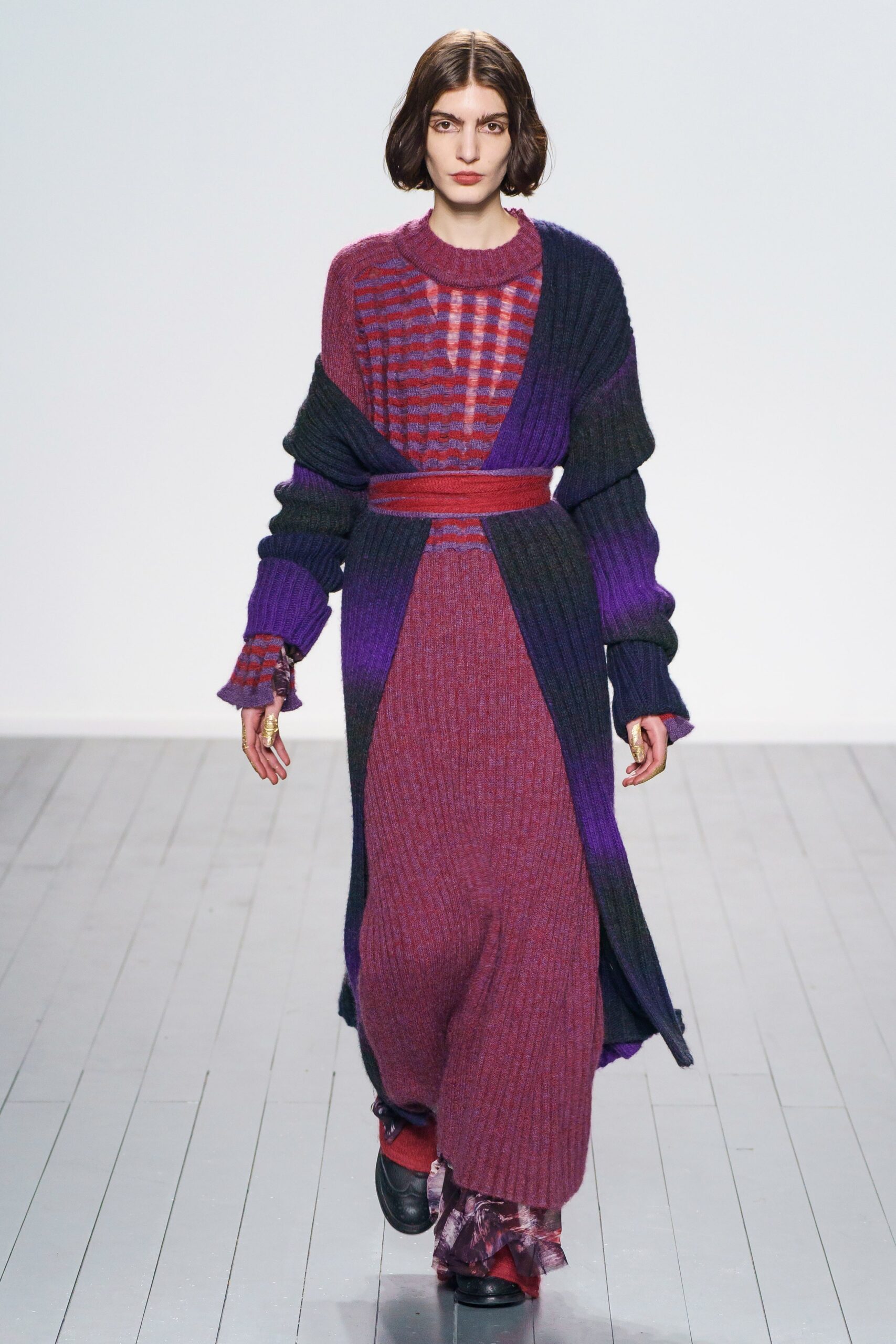 purple and red layered maxi dress