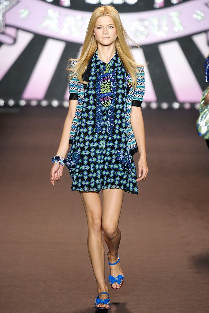 blue and green printed mini dress