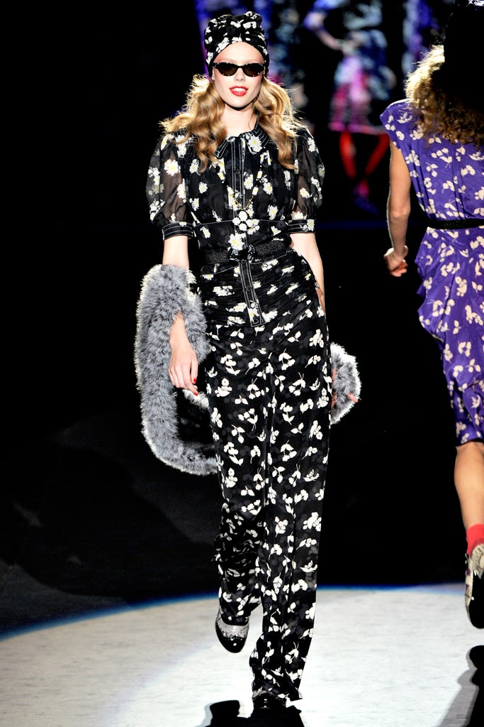 floral black jumpsuit with accessories