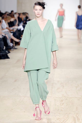 green relaxed top with pants