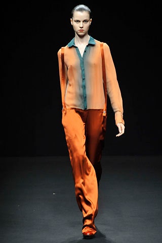 orange silk relaxed shirt and pants