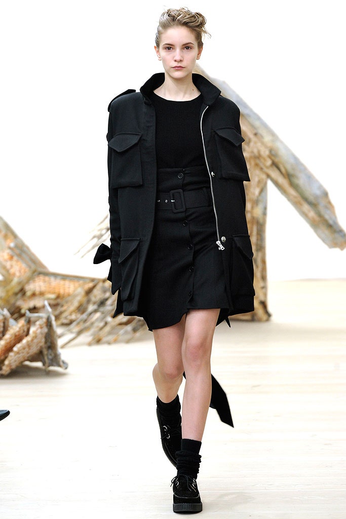 black coat and skirt outfit