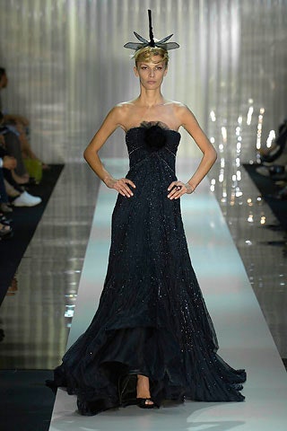 black sequined strapless gown