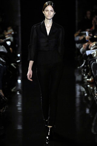 black silk fitted blazer and pants