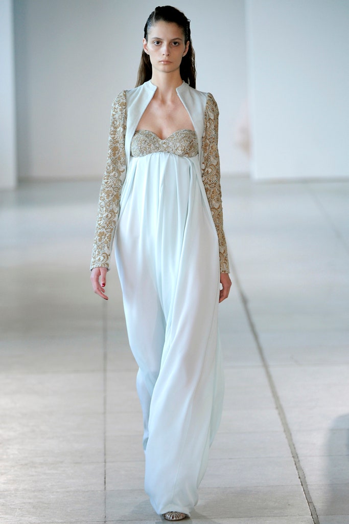 light blue silk gown