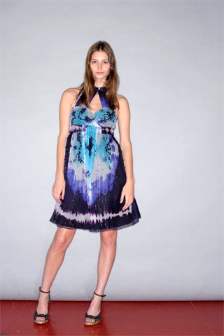 purple blue black pleated dress