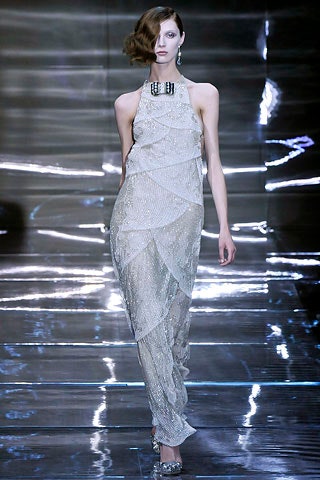 silver sequined halter gown
