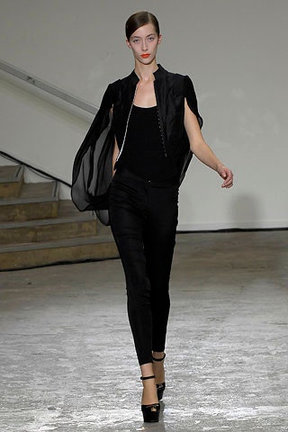 black silk fitted top with cape