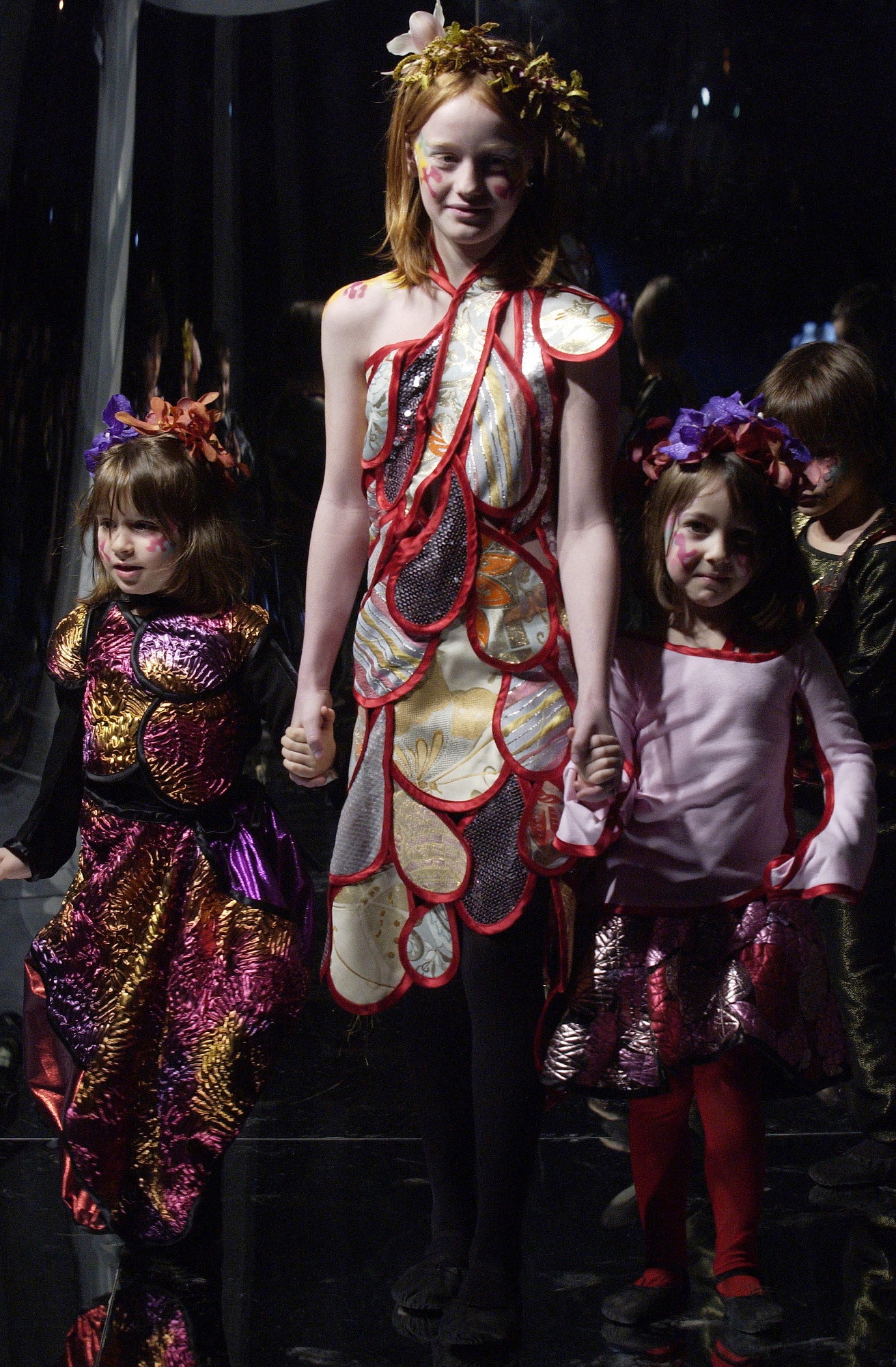 colorful layered dresses on runway