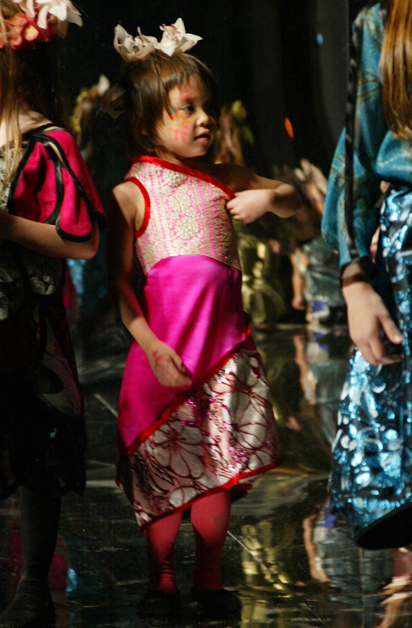 fitted pink flared dress