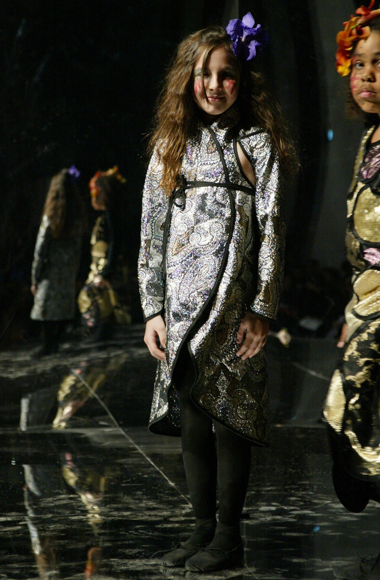 black gold silver embroidered dress